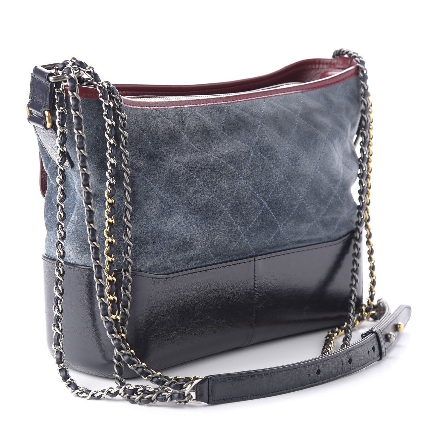 Suede Calfskin Quilted Medium Gabrielle Hobo Blue