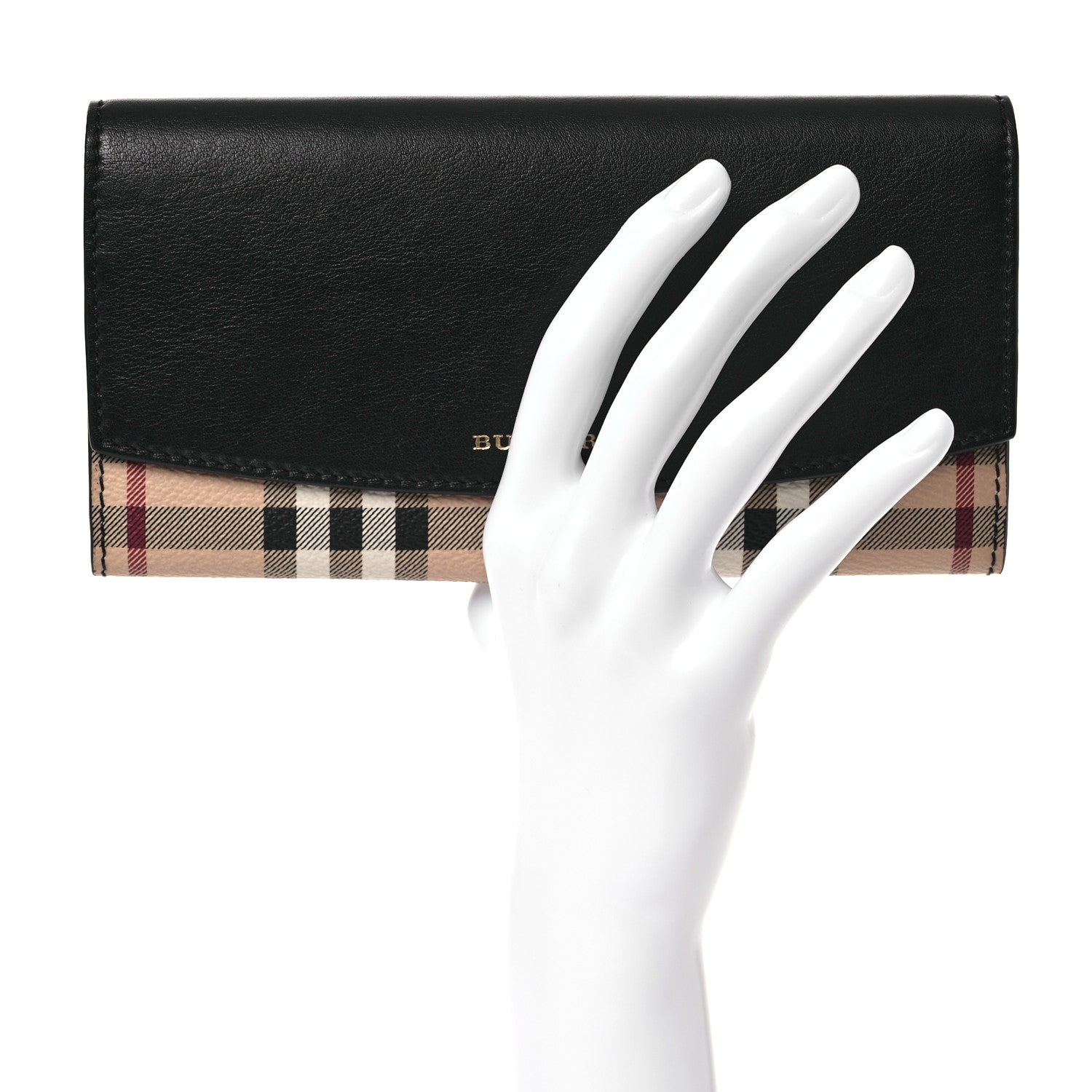 Burberry Calfskin Horseferry Check Porter Continental Wallet Black 2 of 13