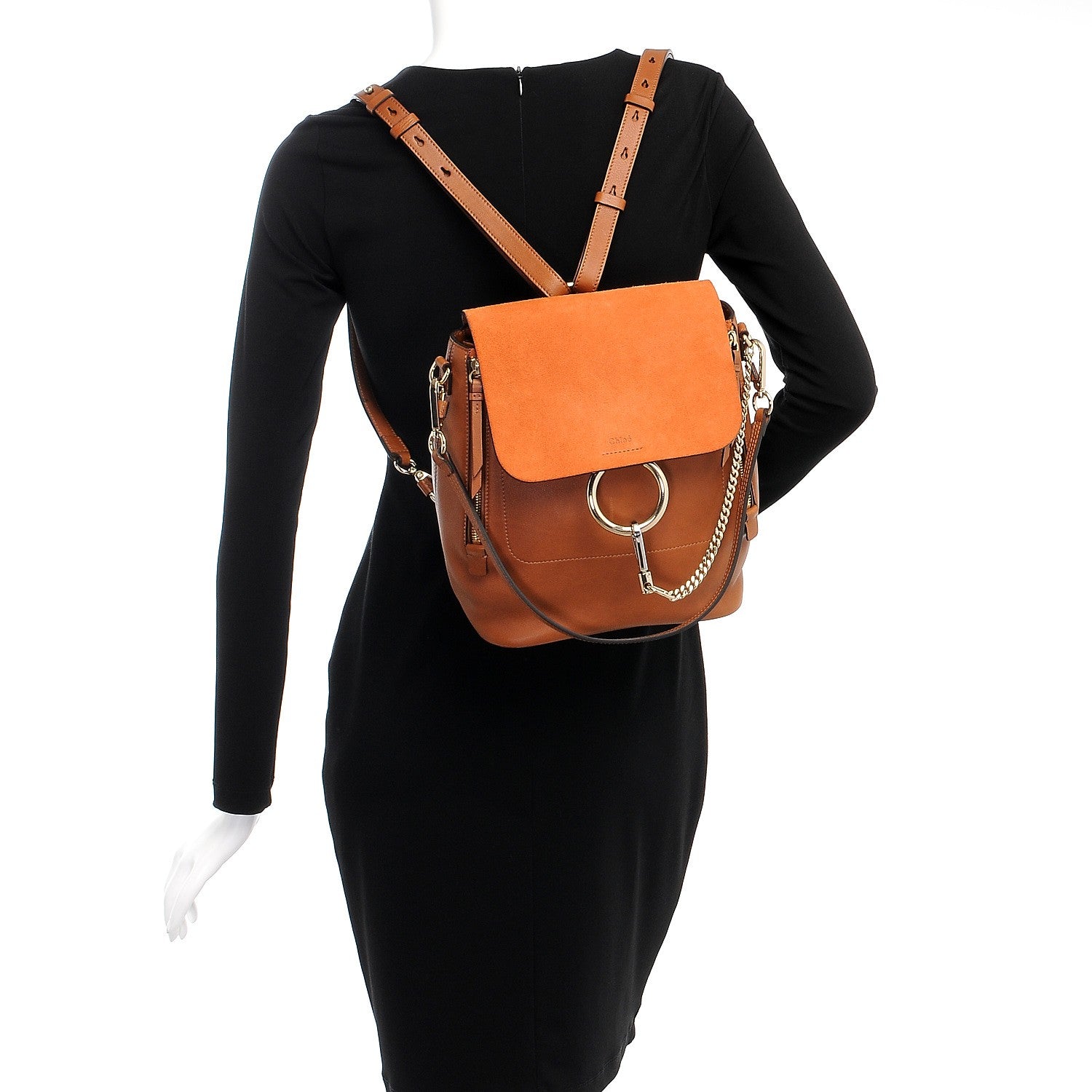 Chloe Suede Calfskin Medium Faye Backpack Tan 2 of 11