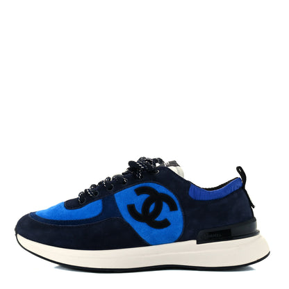 Chanel Suede Calfskin CC Sneakers 39 Blue Navy Dark Navy 1 of 10