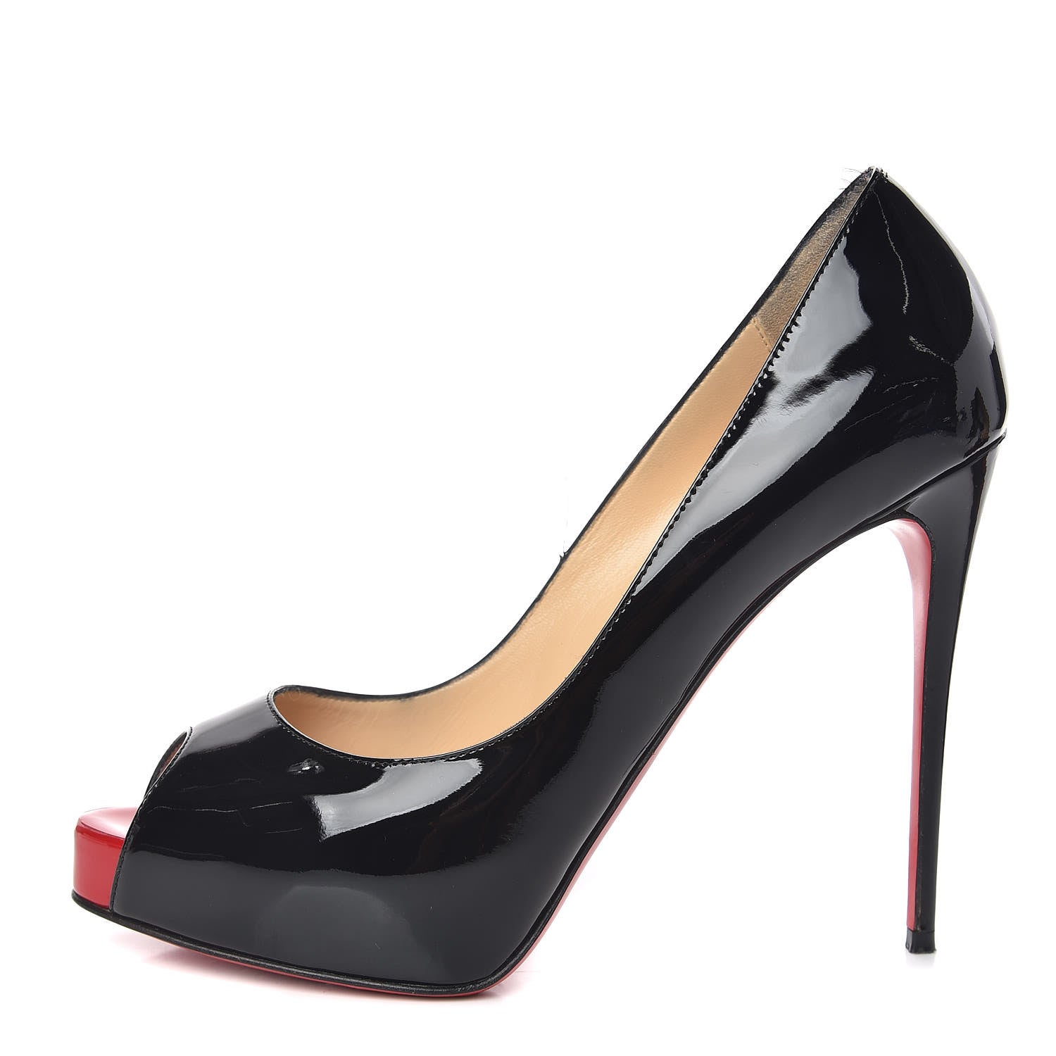 Christian Louboutin Patent New Very Prive 120 Pumps 38.5 Black Red 1 of 10