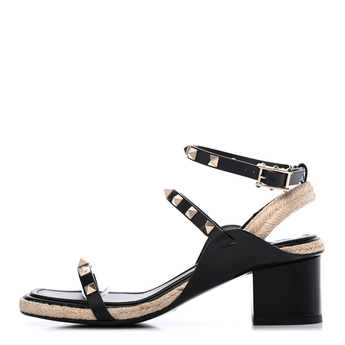 Calfskin Rockstud 60mm Sandals 36 Black