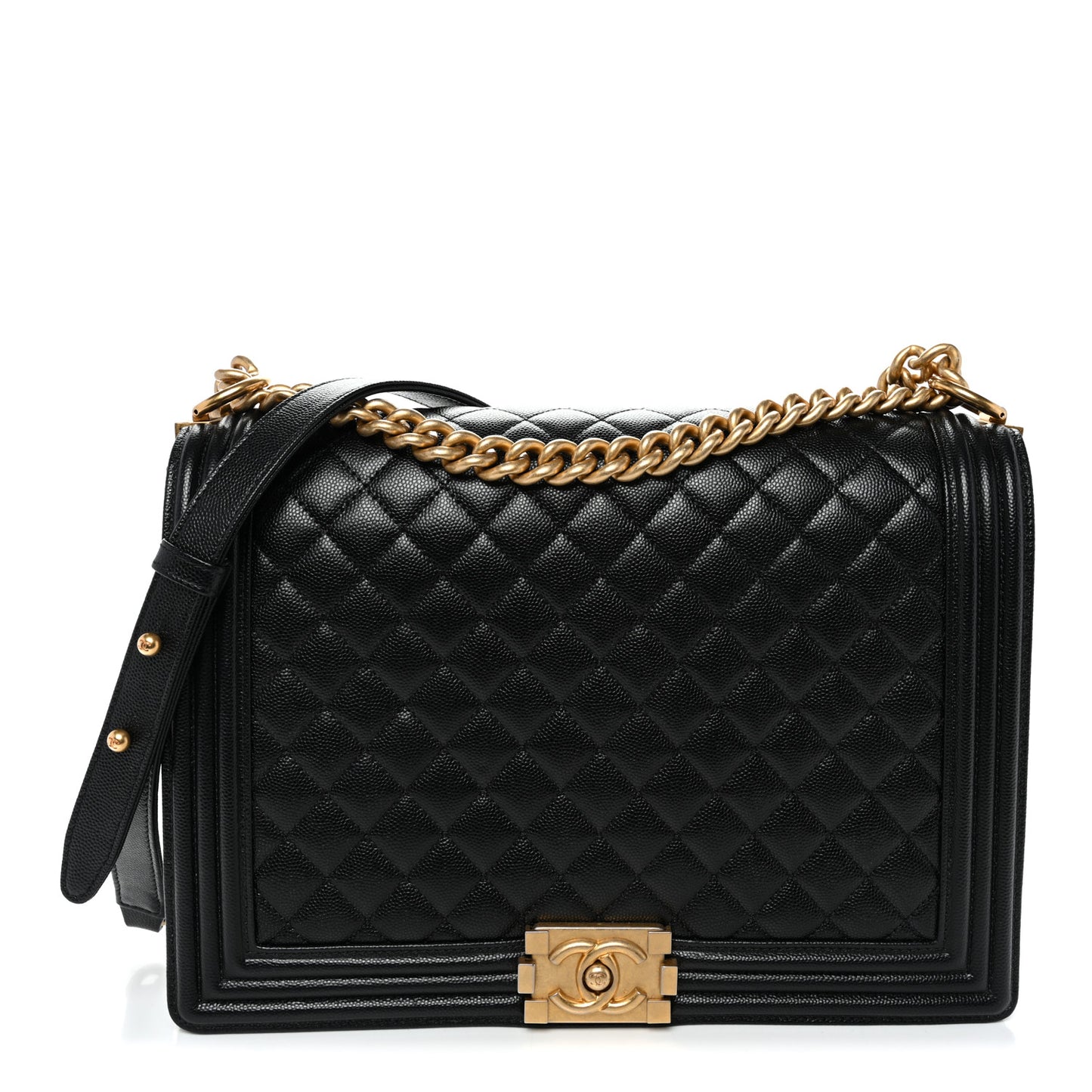 Caviar Quilted Large Boy Flap Black