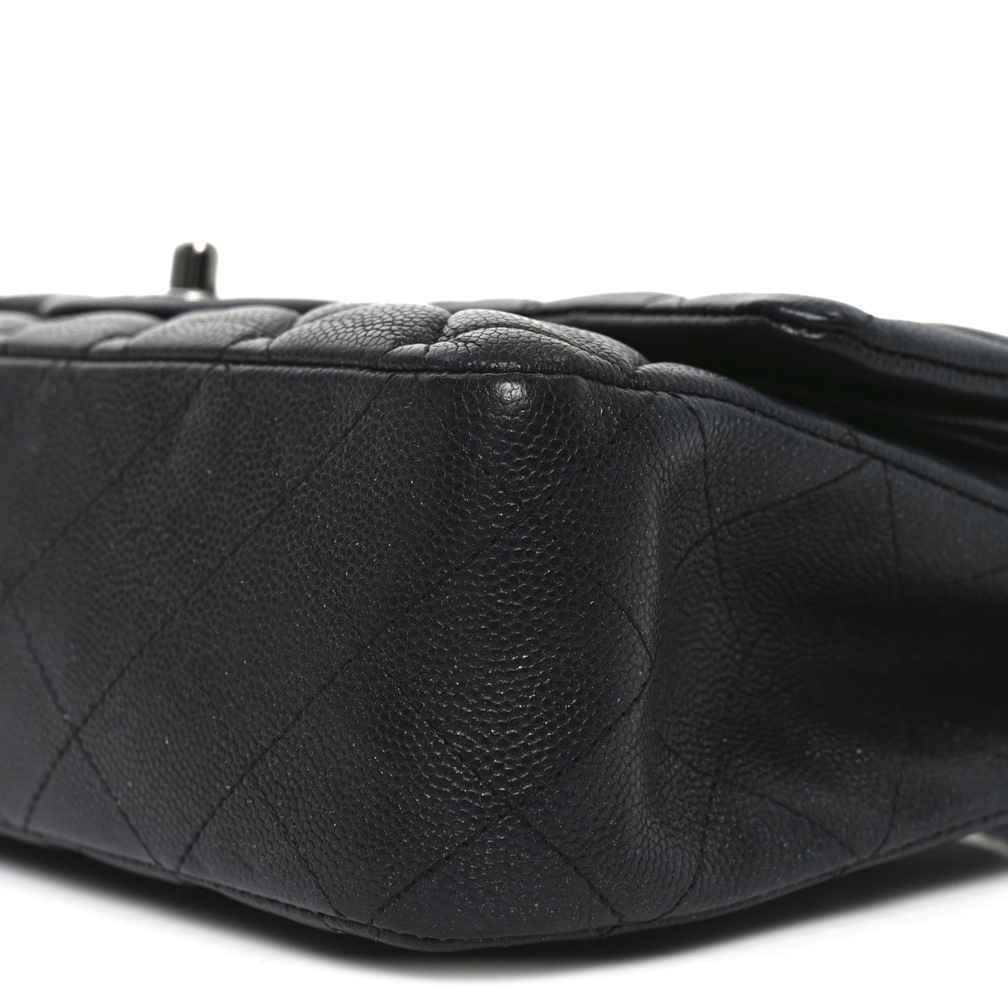 Iridescent Caviar Quilted Medium Double Flap Black