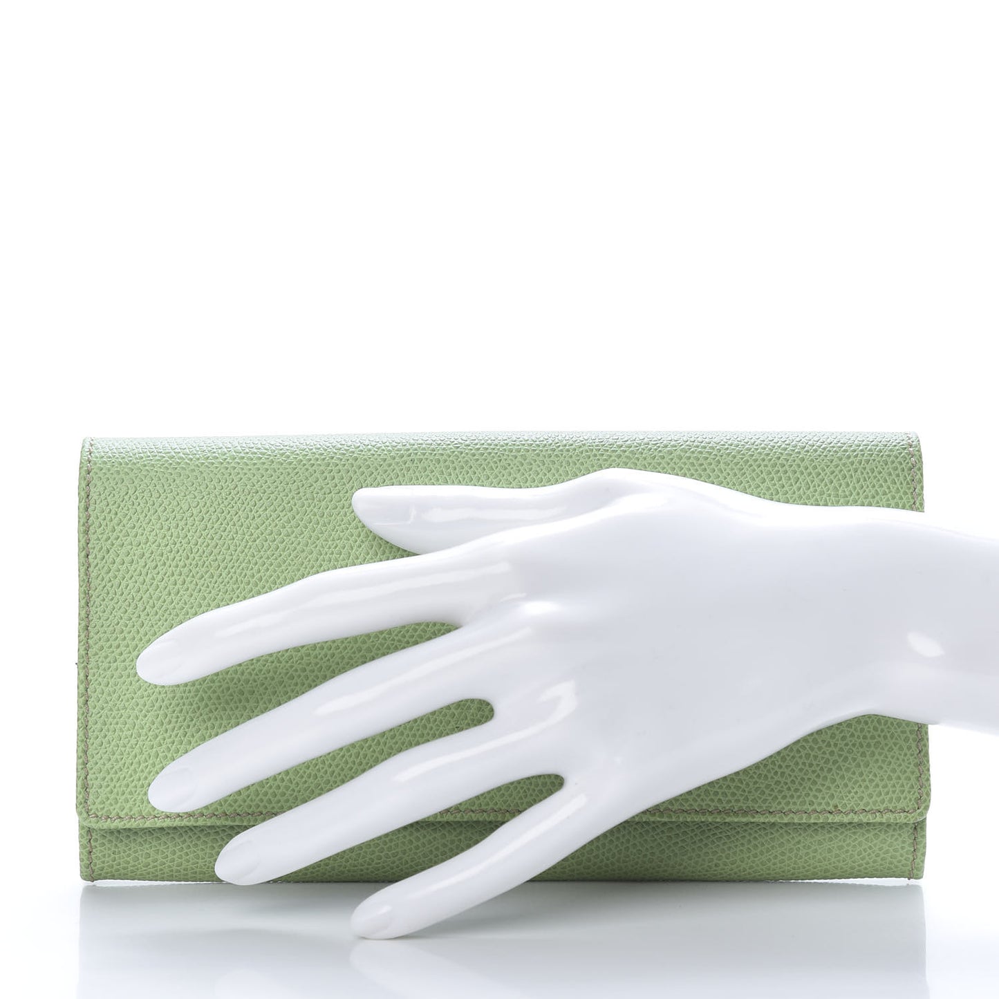 Grained Calfskin Continental Wallet Green