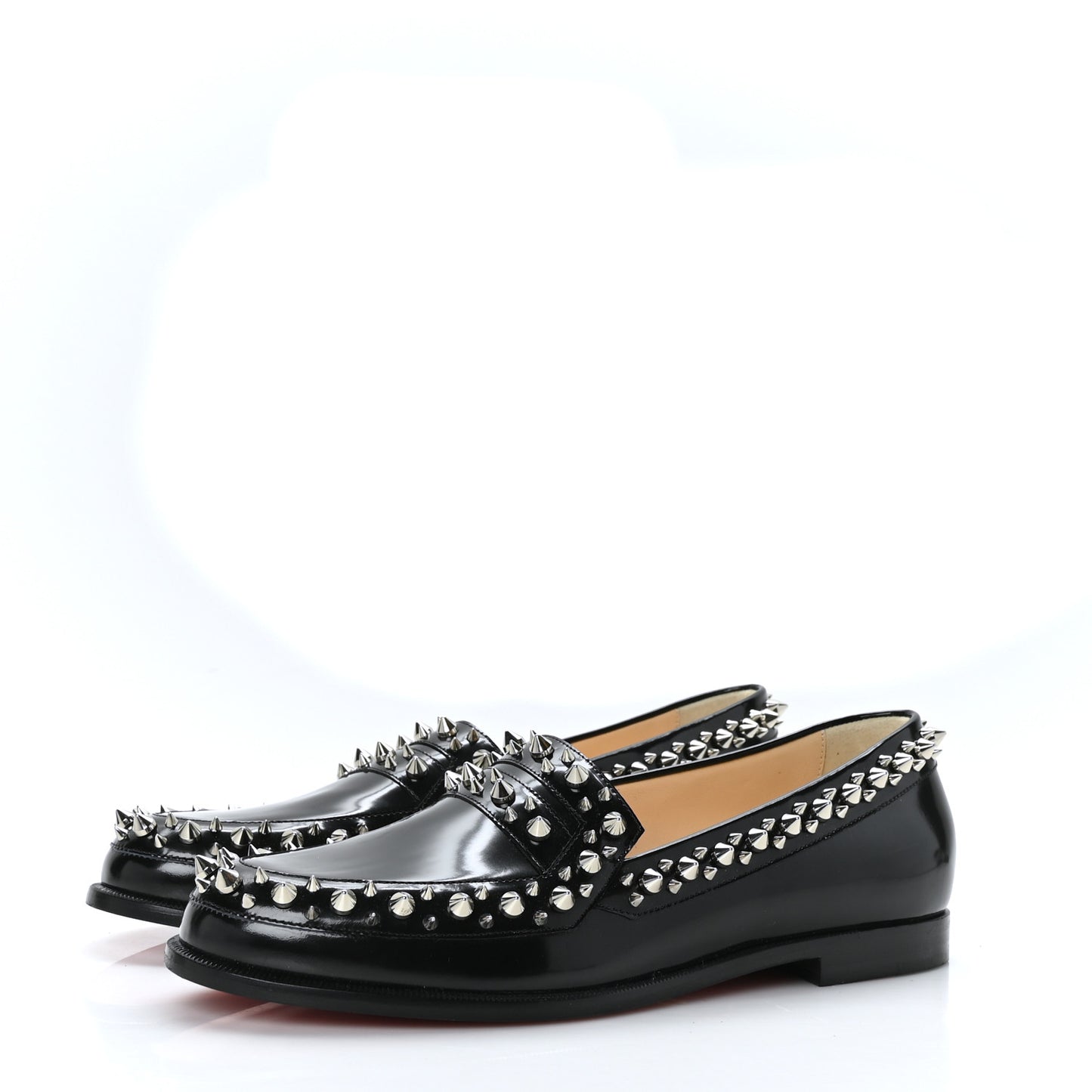 Patent Calfskin Spikes Mattia Loafers 40 Black