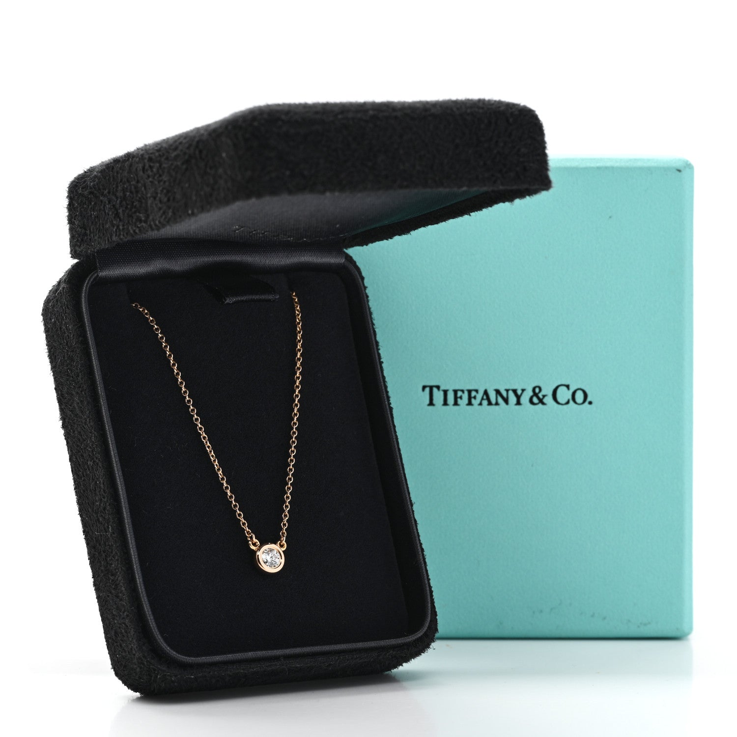 Tiffany 18K Rose Gold Diamond .17ct Elsa Peretti Diamonds by the Yard Pendant Necklace 8 of 8