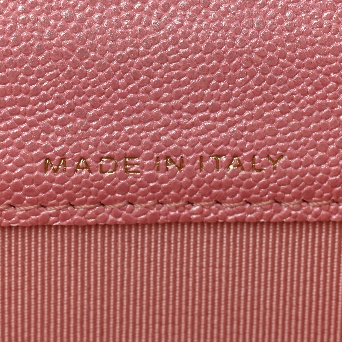 Iridescent Caviar Quilted Flap Card Holder Rose Pink