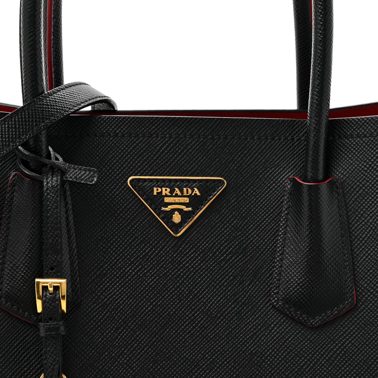 Saffiano Cuir Medium Double Bag Black Fuoco