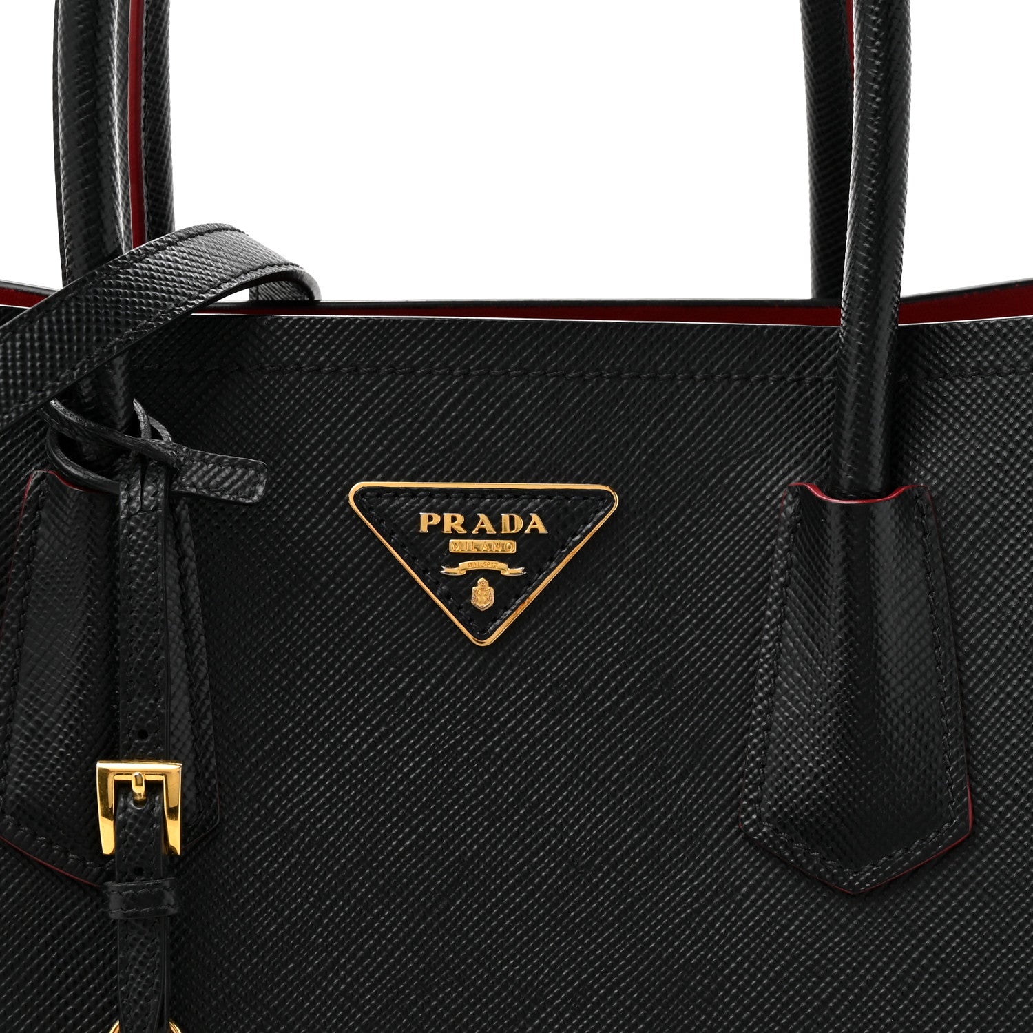 Prada Saffiano Cuir Medium Double Bag Black Fuoco 7 of 19