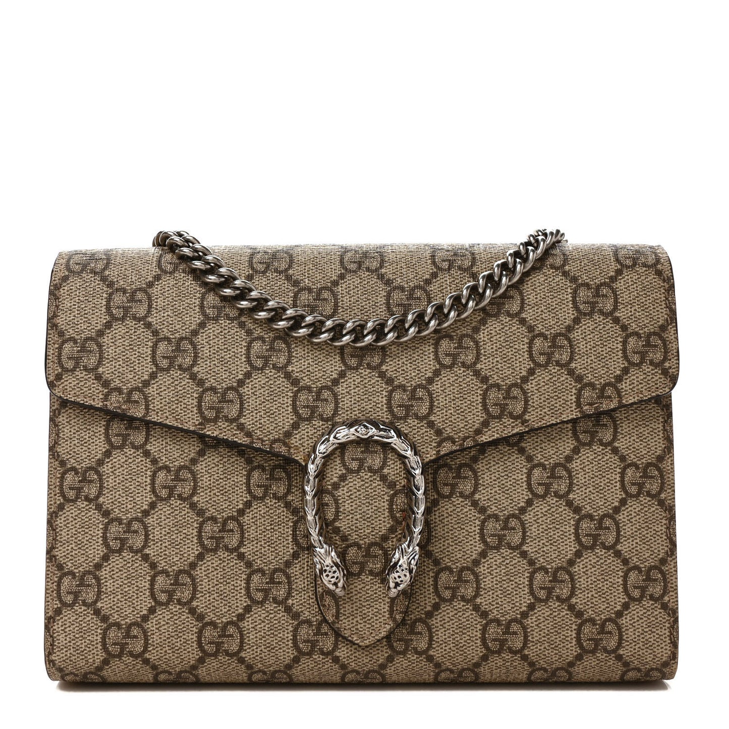 GG Supreme Monogram Mini Dionysus Chain Wallet Beige Vulcanic Red