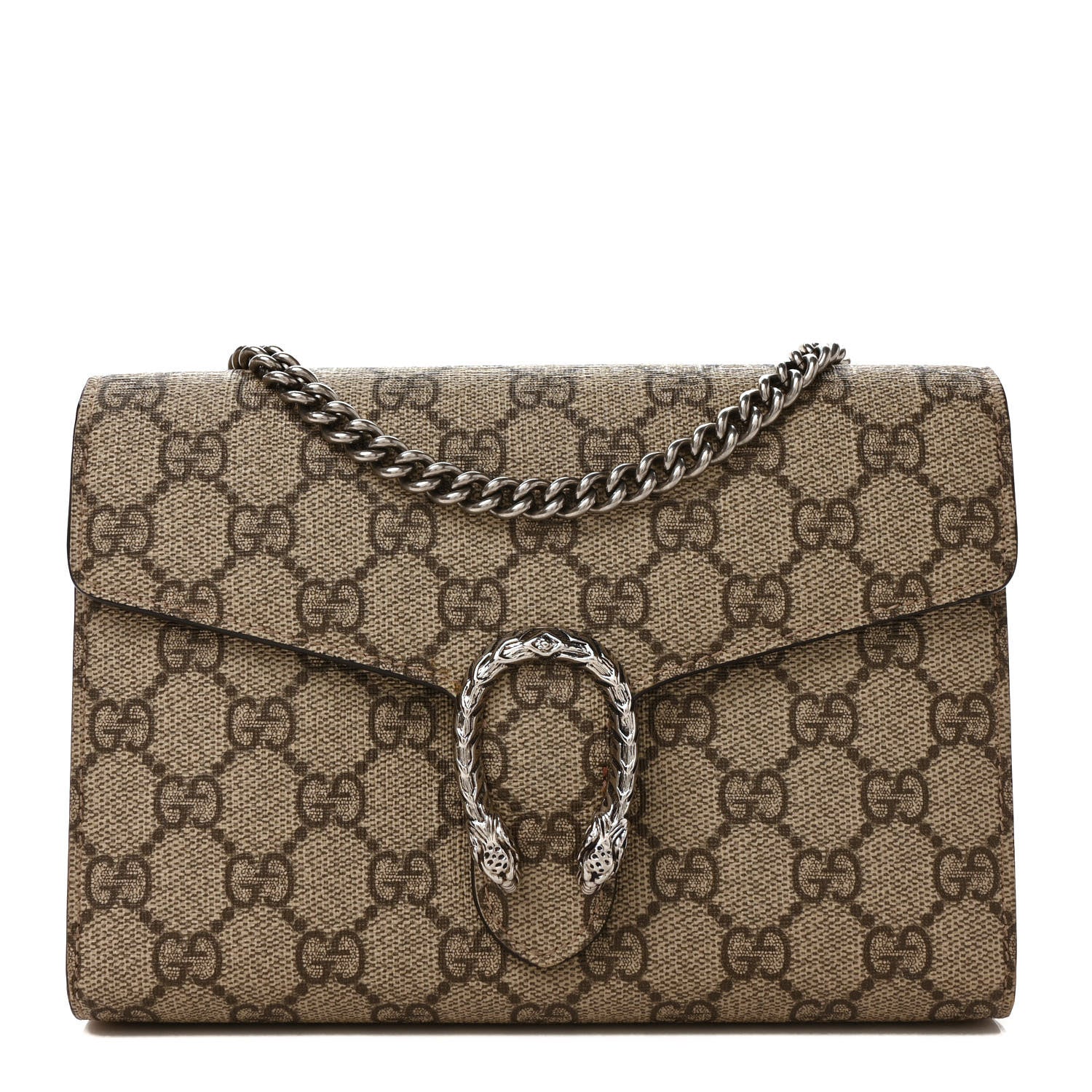 Gucci GG Supreme Monogram Mini Dionysus Chain Wallet Beige Vulcanic Red 1 of 9
