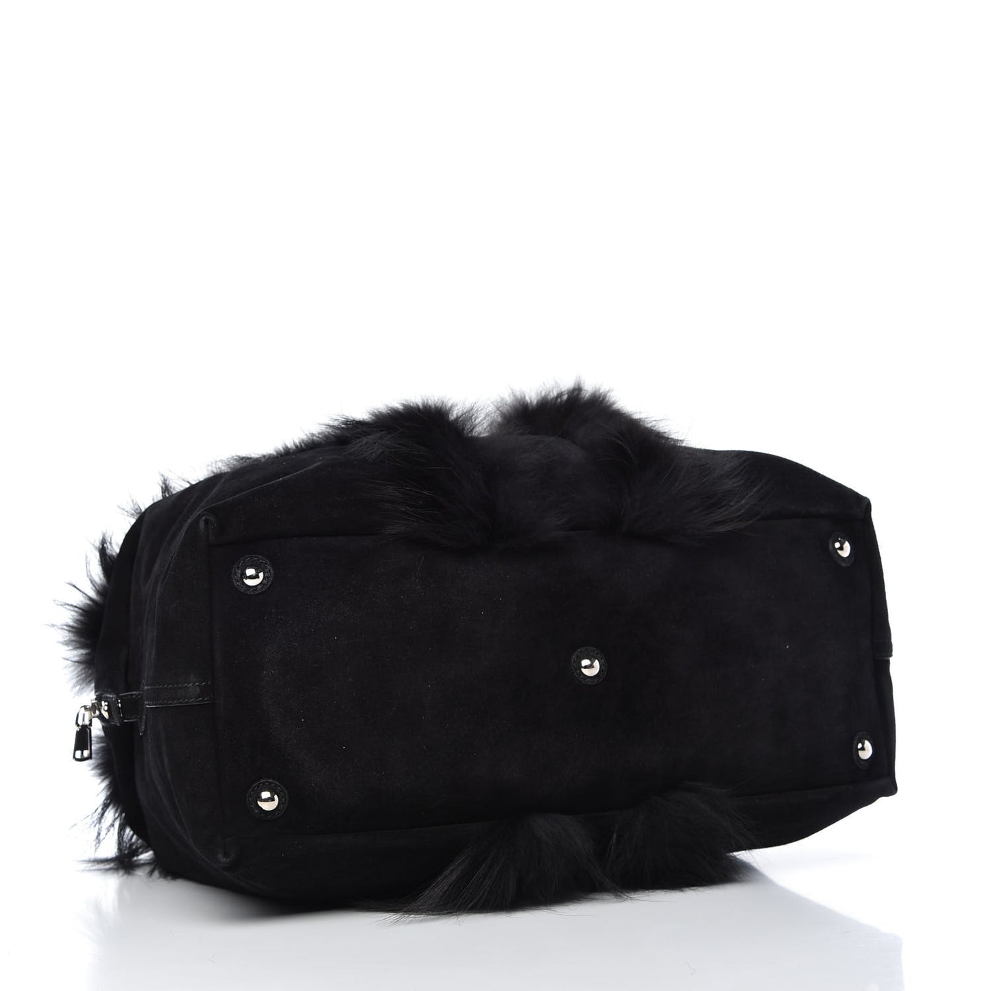 Suede Fox Fur Medium Easy Sac Black