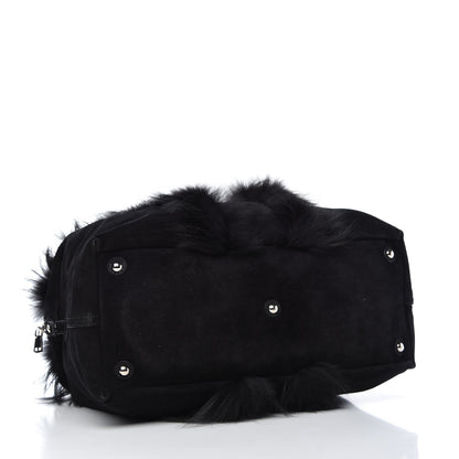 Saint Laurent Suede Fox Fur Medium Easy Sac Black 4 of 9
