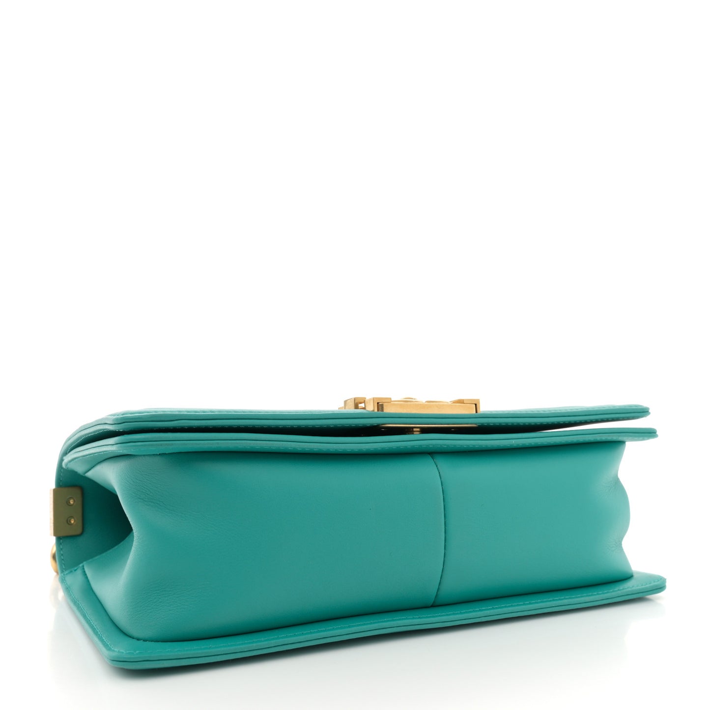 Calfskin Quilted Medium Boy Flap Turquoise