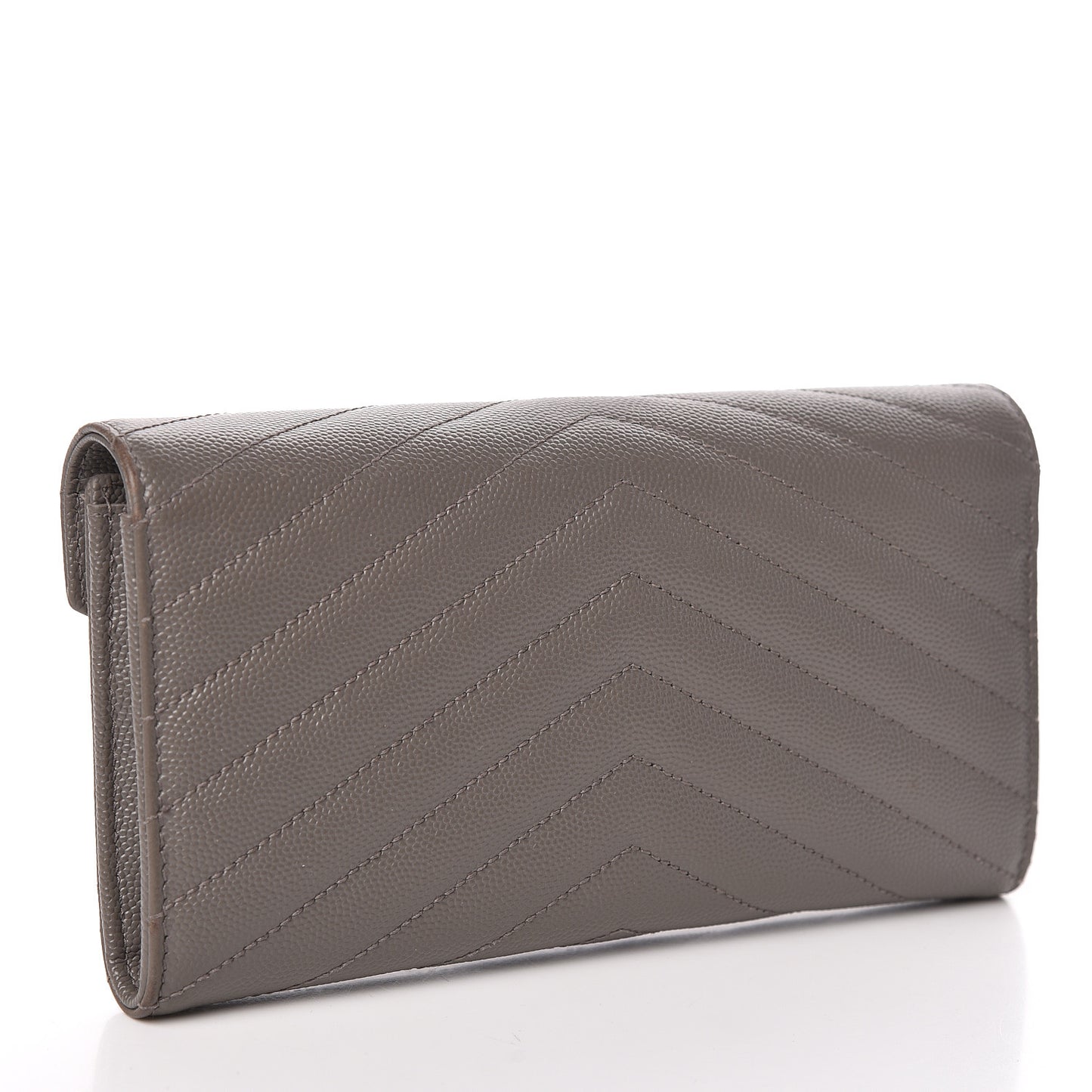 Grain De Poudre Matelasse Chevron Monogram Flap Wallet Fog