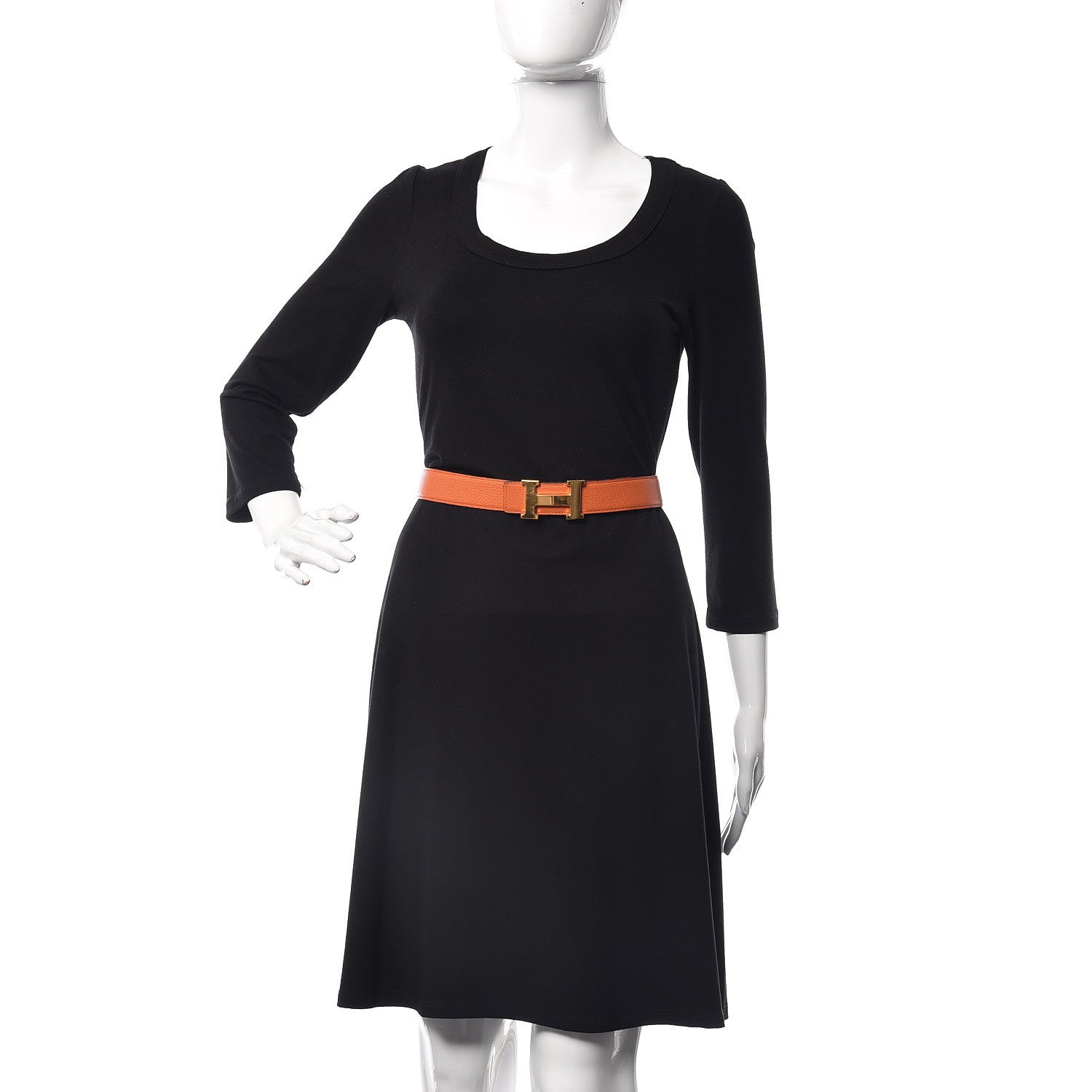 Hermes Togo Box 32mm H Belt 95 Orange Chocolate 2 of 7