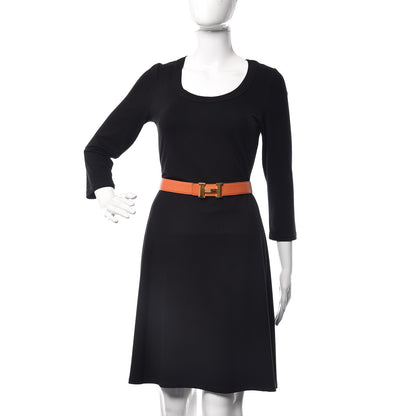 Hermes Togo Box 32mm H Belt 95 Orange Chocolate 2 of 7