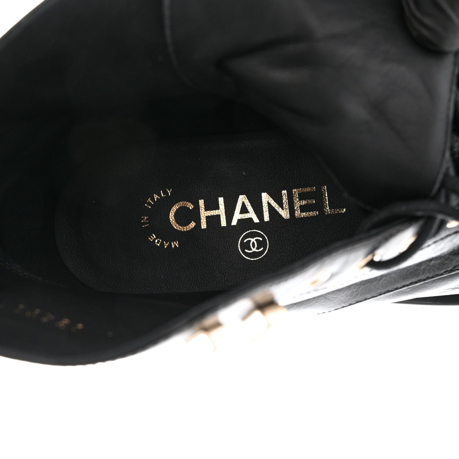Chanel Crumpled Lambskin Shiny Calfskin Combat Boots 35 Black 6 of 9