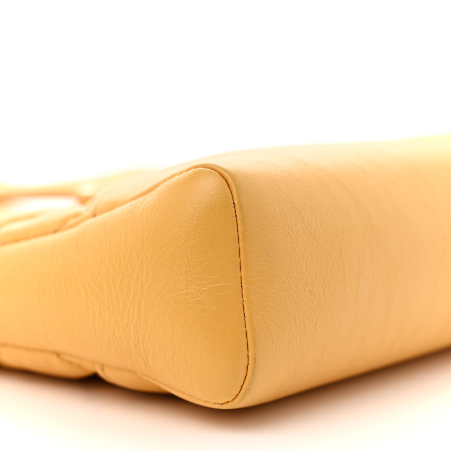 Shiny Crumpled Calfskin Quilted Mini 31 Shopping Bag Yellow