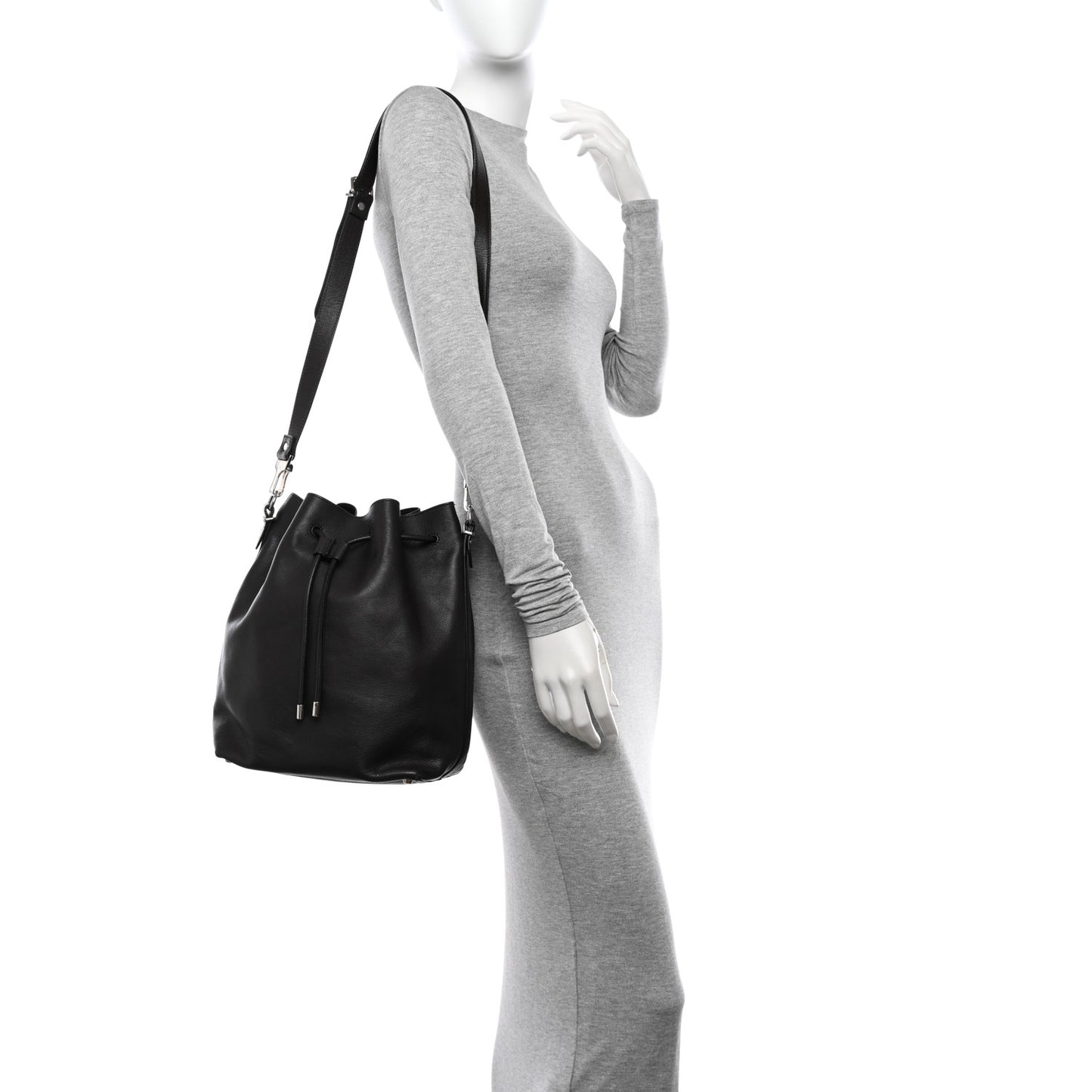 Calfskin Buffalo Large Bucket Bag Brown