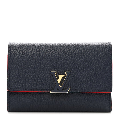 Louis Vuitton Taurillon Capucines Compact Wallet Marine Rouge 1 of 7