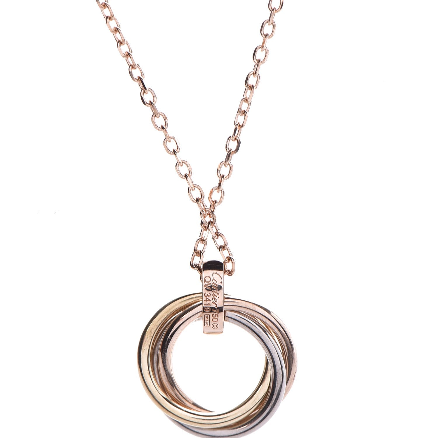 Cartier 18K Pink Yellow White Gold Diamond Trinity Pendant Necklace 5 of 7