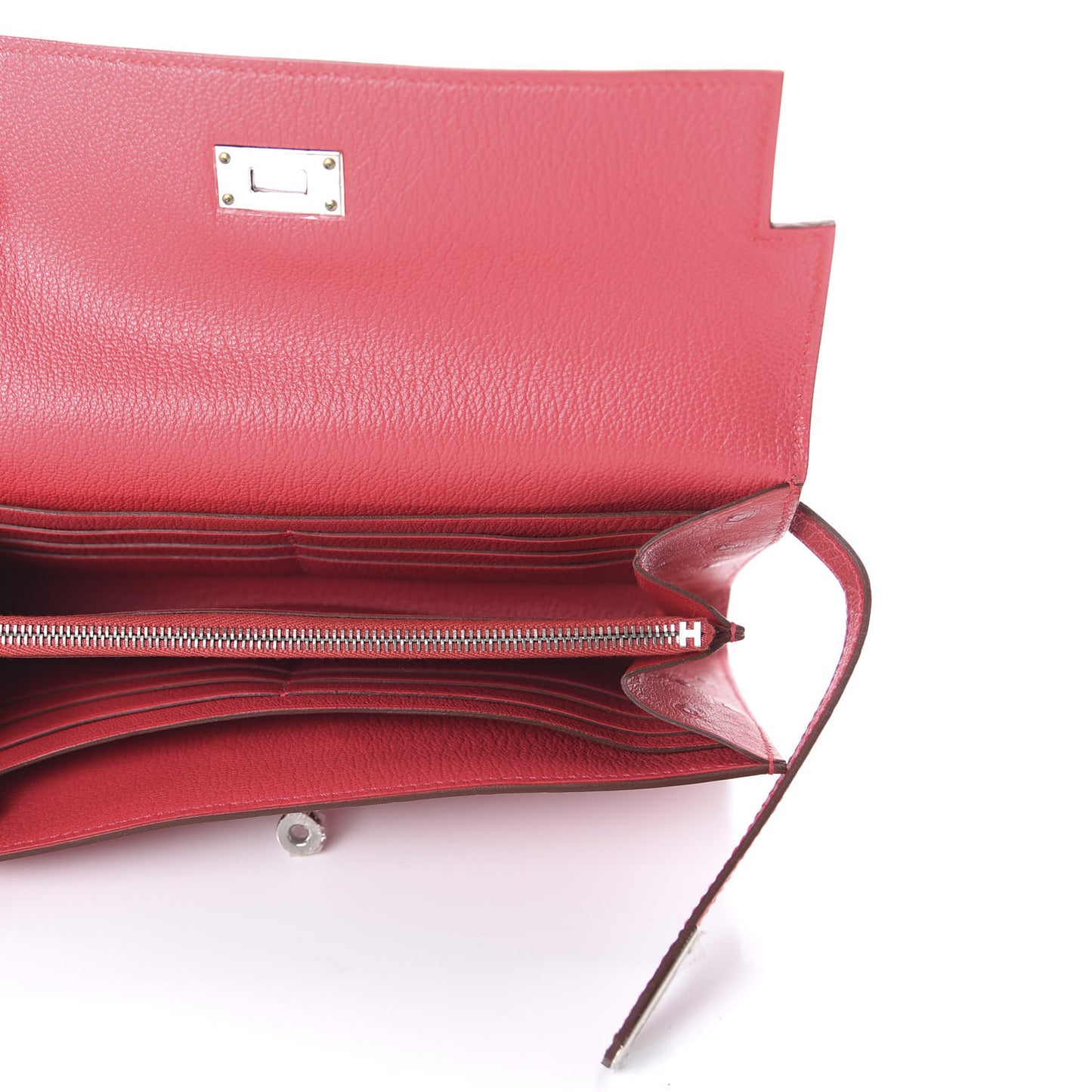 Ostrich Kelly Longue Wallet Bougainvillea