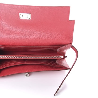 Hermes Ostrich Kelly Longue Wallet Bougainvillea 5 of 10
