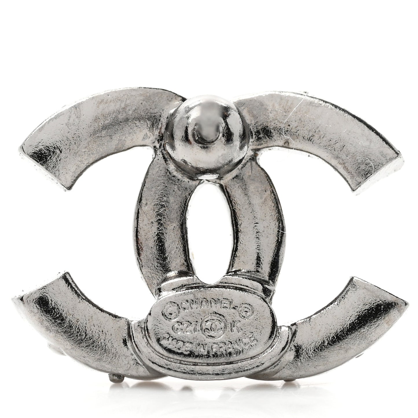 Ruthenium CHANEL Crystal Studded CC Earrings