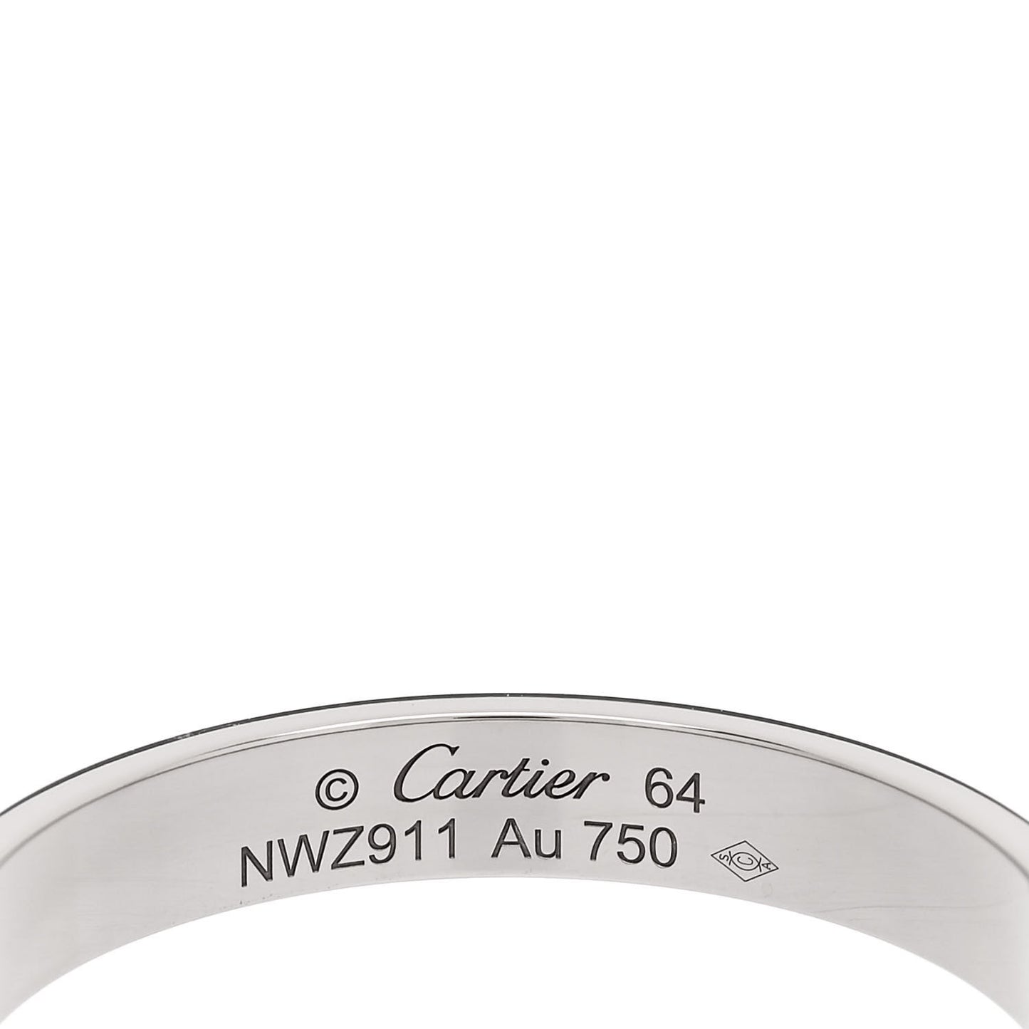 18K White Gold 3.5mm LOVE Wedding Band Ring 64 10.75