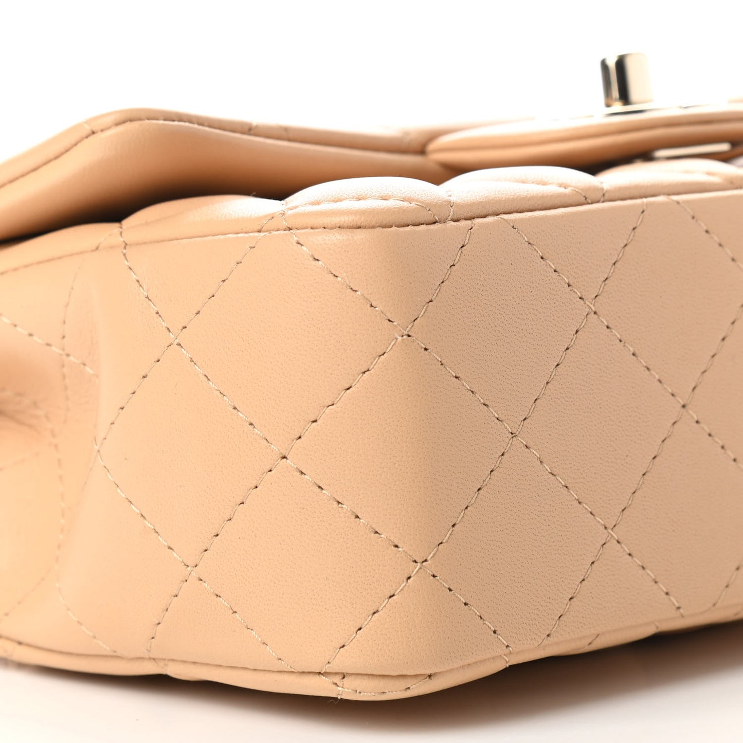 Lambskin Quilted Mini Rectangular Flap Beige