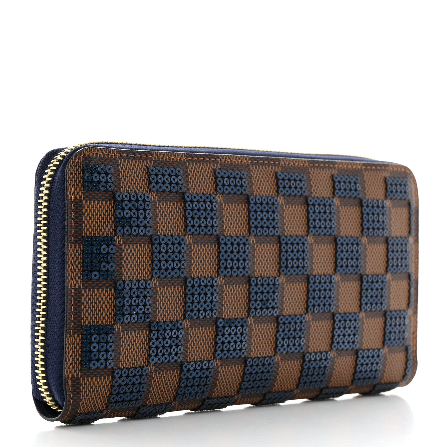 Damier Paillettes Zippy Wallet Blue