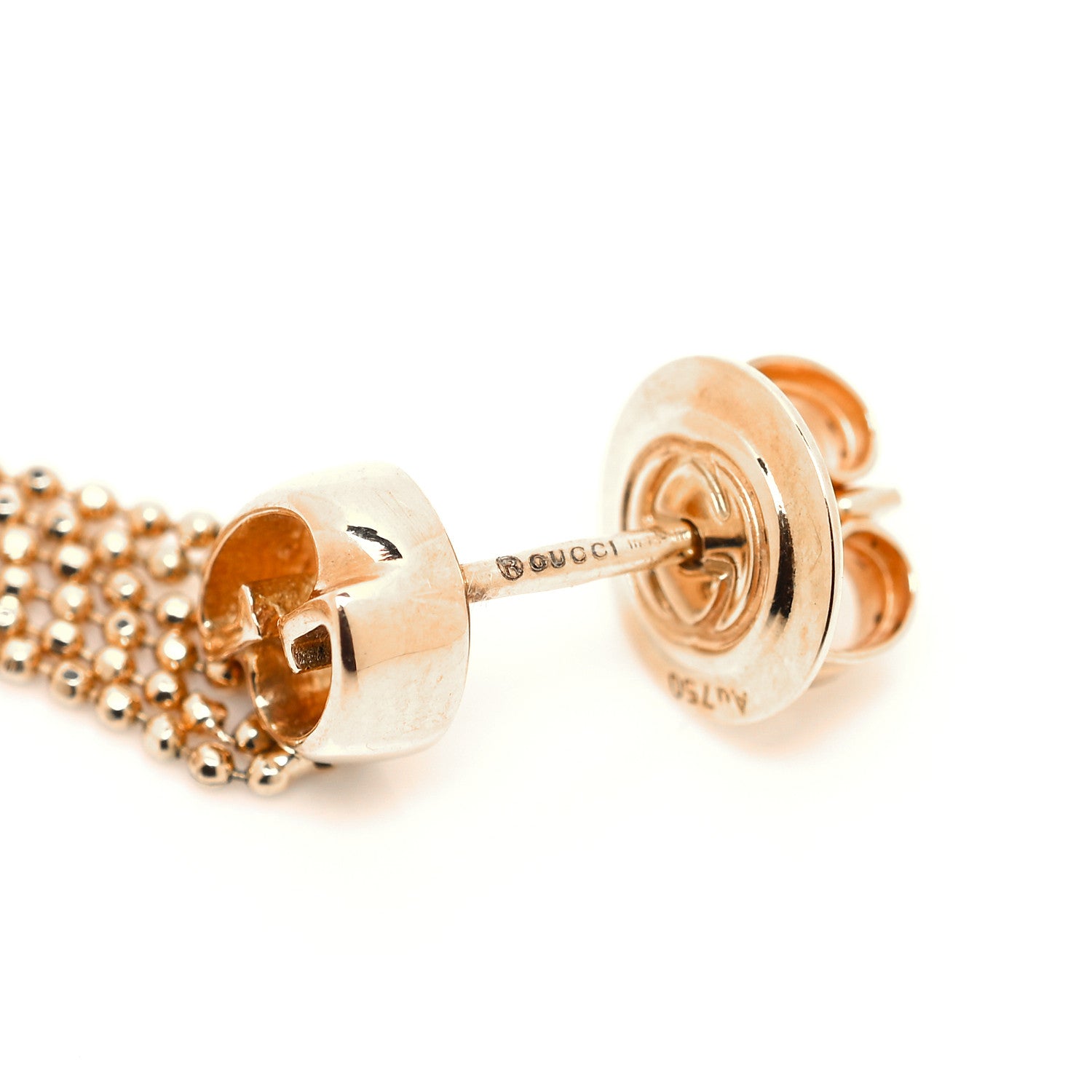 Gucci 18K Yellow Gold GG Beaded Tassel Drop Earrings 4 of 5