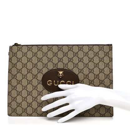 Gucci GG Supreme Monogram Neo Vintage Zip Wristlet Pouch Beige New Acero Crop 2 of 7