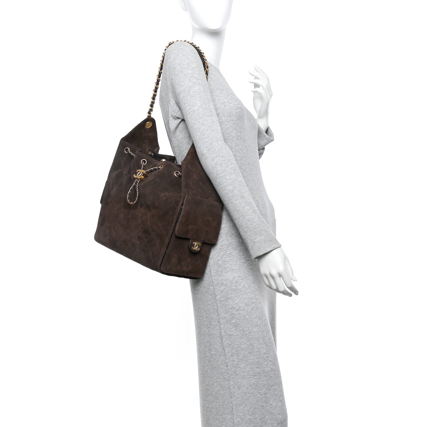 Chanel Suede Quilted Medium Chanel 25 Handbag Dark Brown 2 of 11