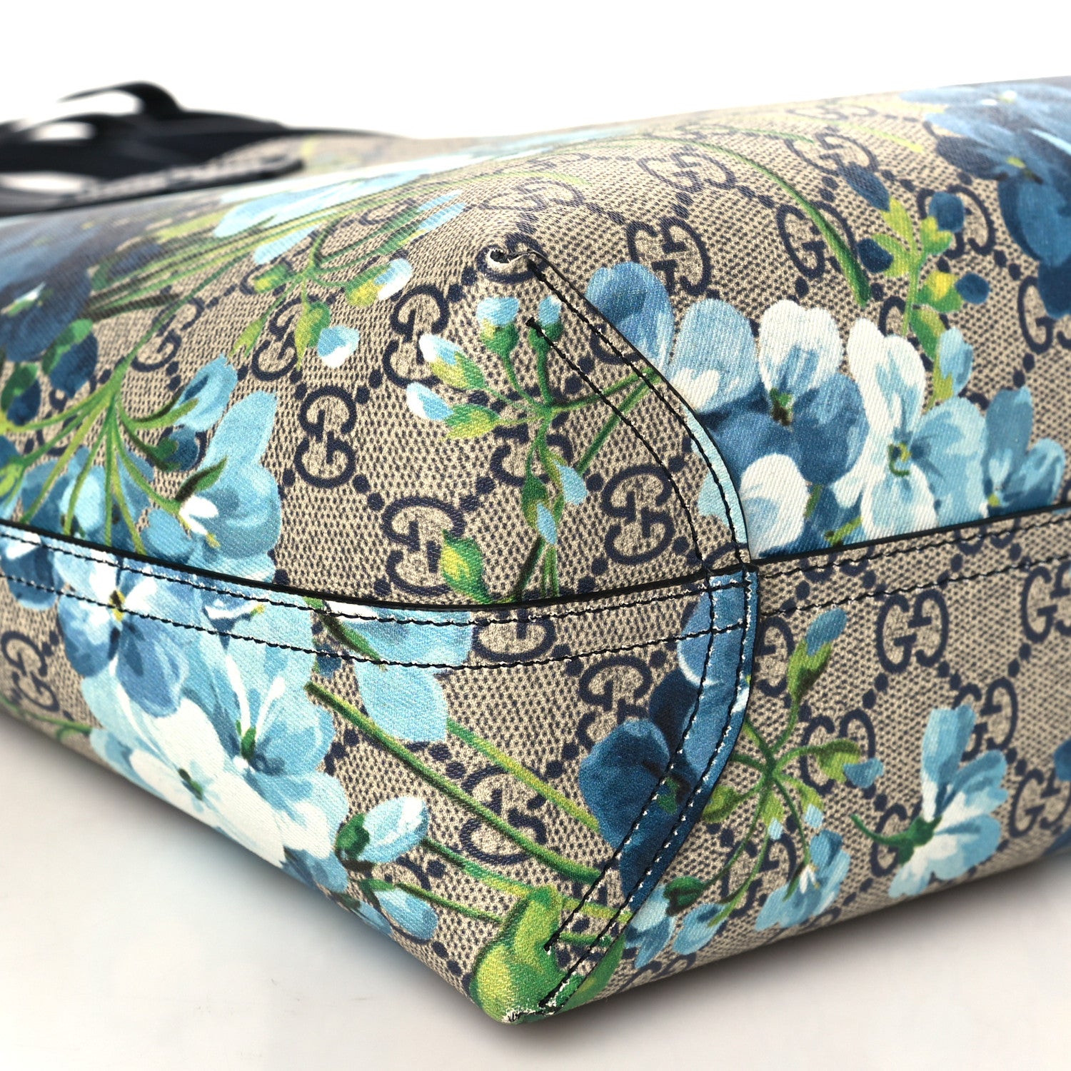 Gucci GG Supreme Monogram Blooms Small Reversible Tote Beige Blue Navy 7 of 8