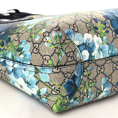 Gucci GG Supreme Monogram Blooms Small Reversible Tote Beige Blue Navy 7 of 8
