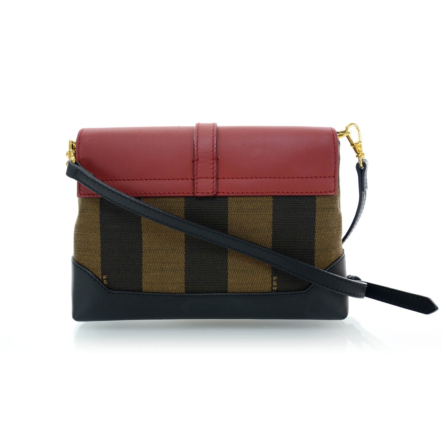 Fendi Canvas Pequin Pouchette Tobacco Red Black 3 of 9