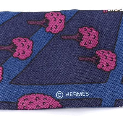 Hermes Silk Les Nouveaux Amoureux de Paris Twilly Marine Violet White 4 of 4