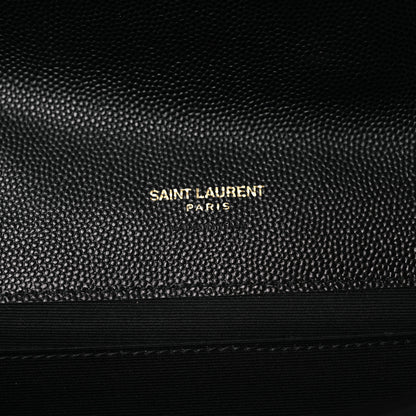 Saint Laurent Grain De Poudre Textured Mixed Matelasse Triquilt Monogram Clutch Black 6 of 12