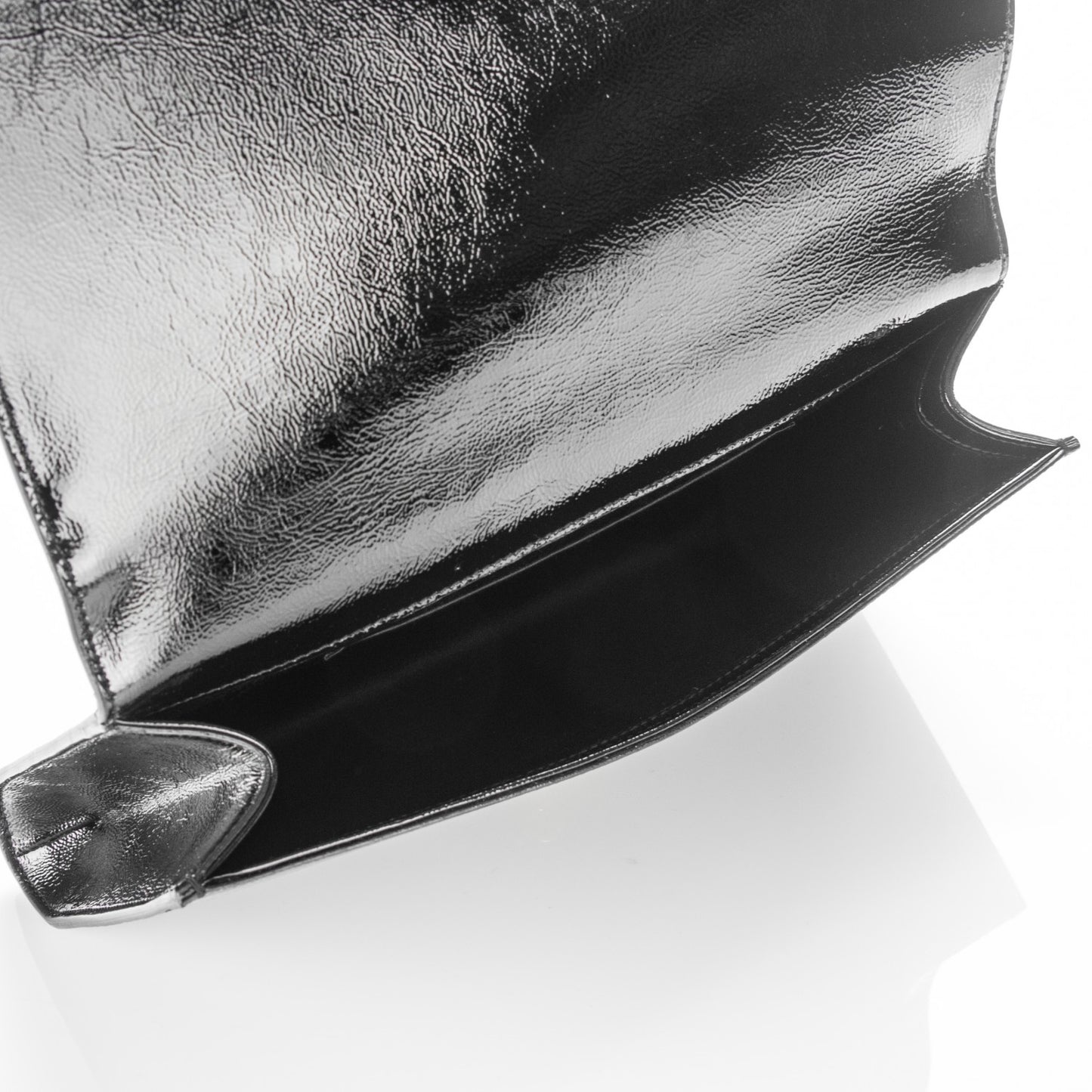Textured Patent Monogram Large Belle De Jour Clutch Black