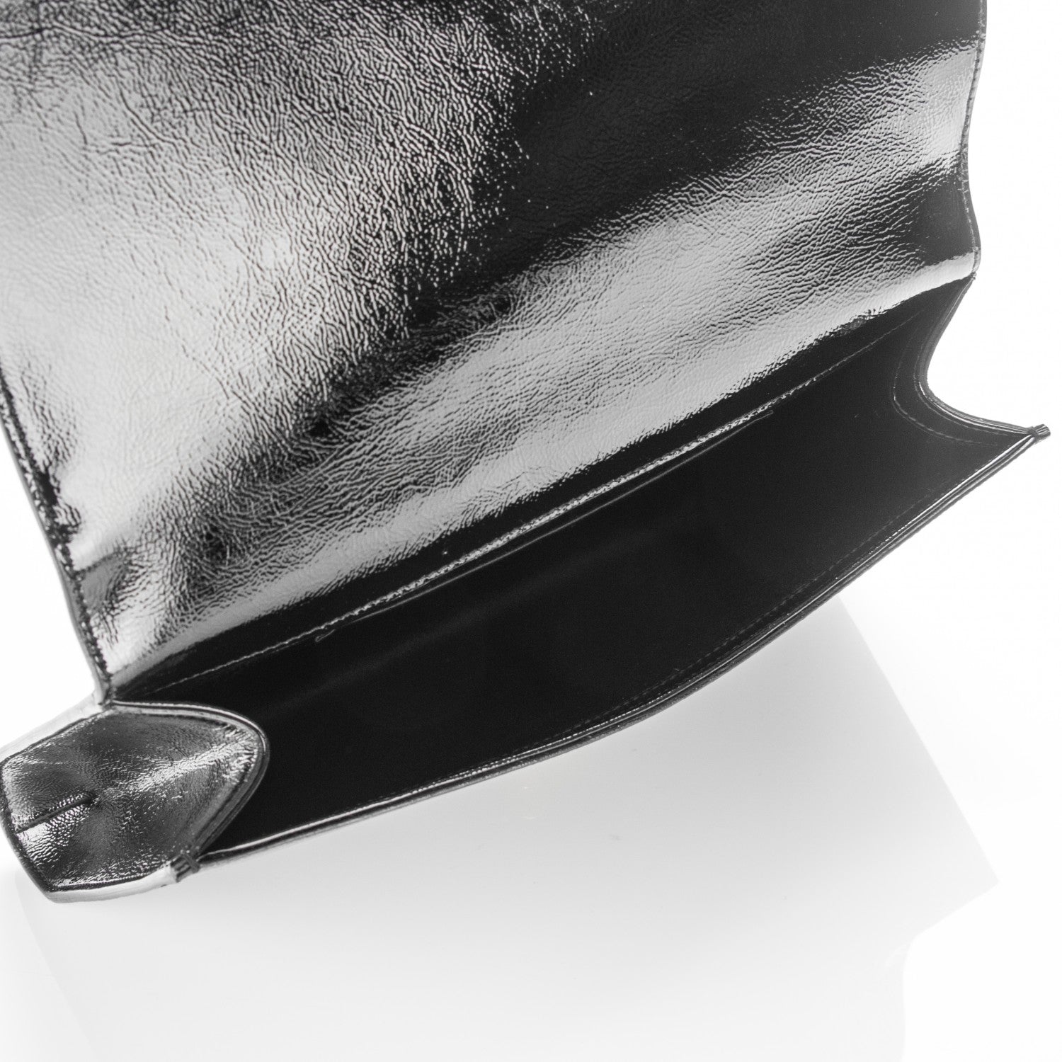 Saint Laurent Textured Patent Monogram Large Belle De Jour Clutch Black 6 of 6