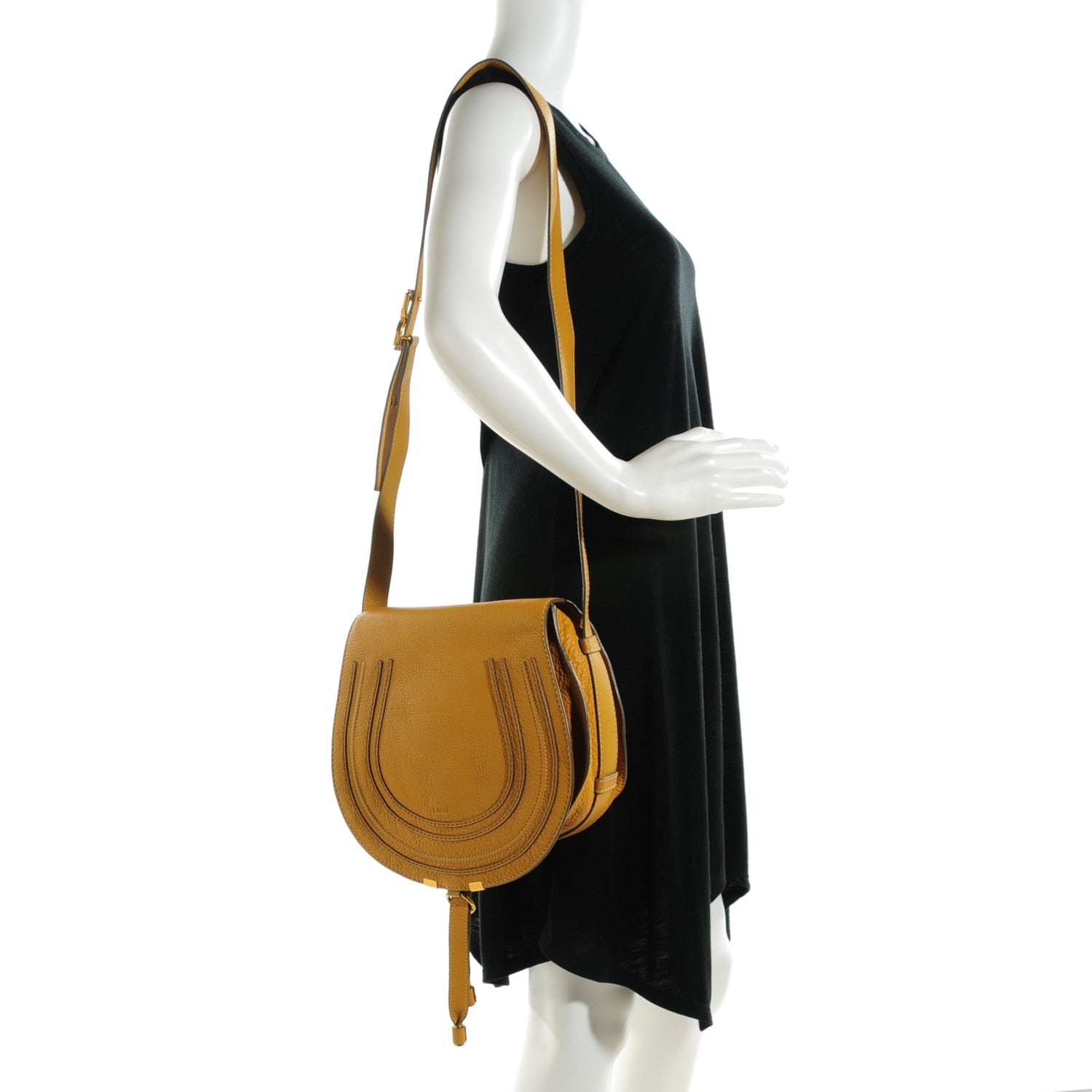 Chloe Calfskin Medium Marcie Round Crossbody Bag Curry Yellow 2 of 9