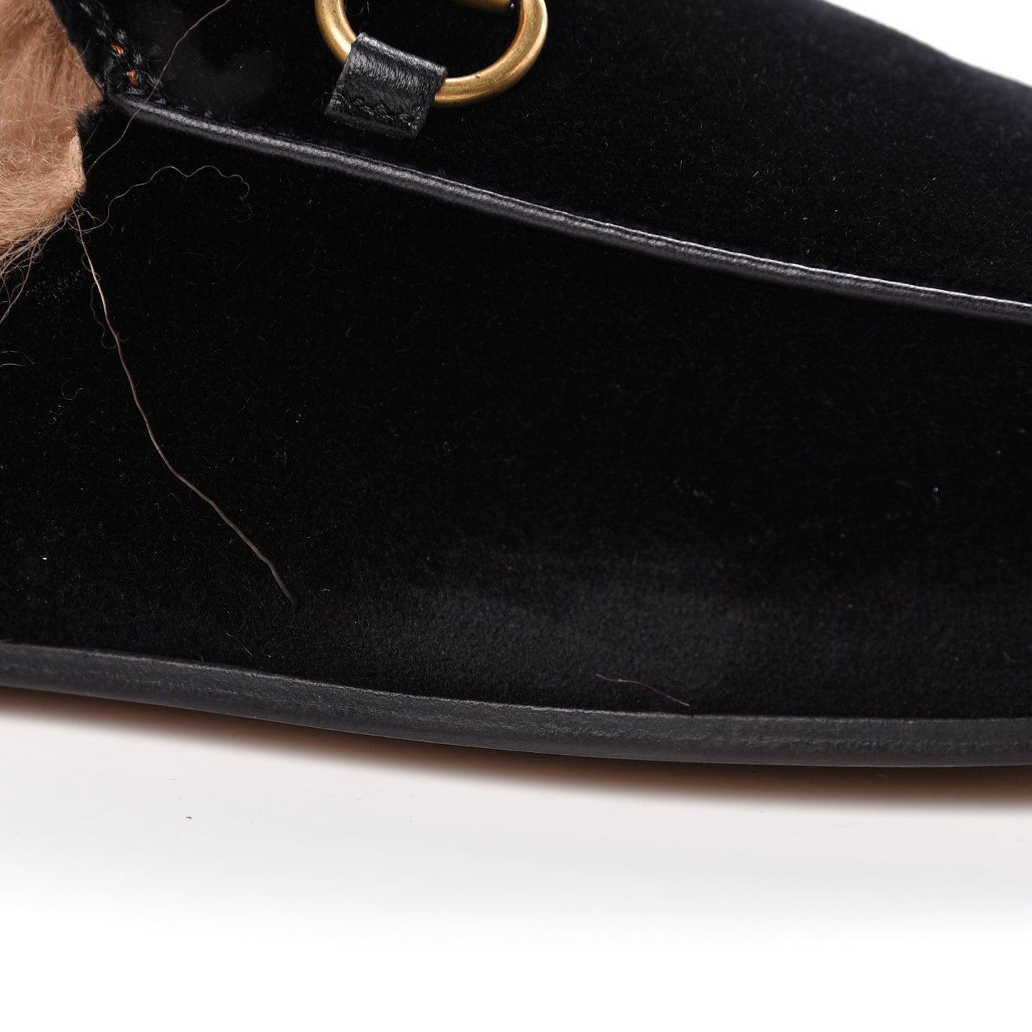 Velvet Fur Womens Princetown Slippers 36.5 Black