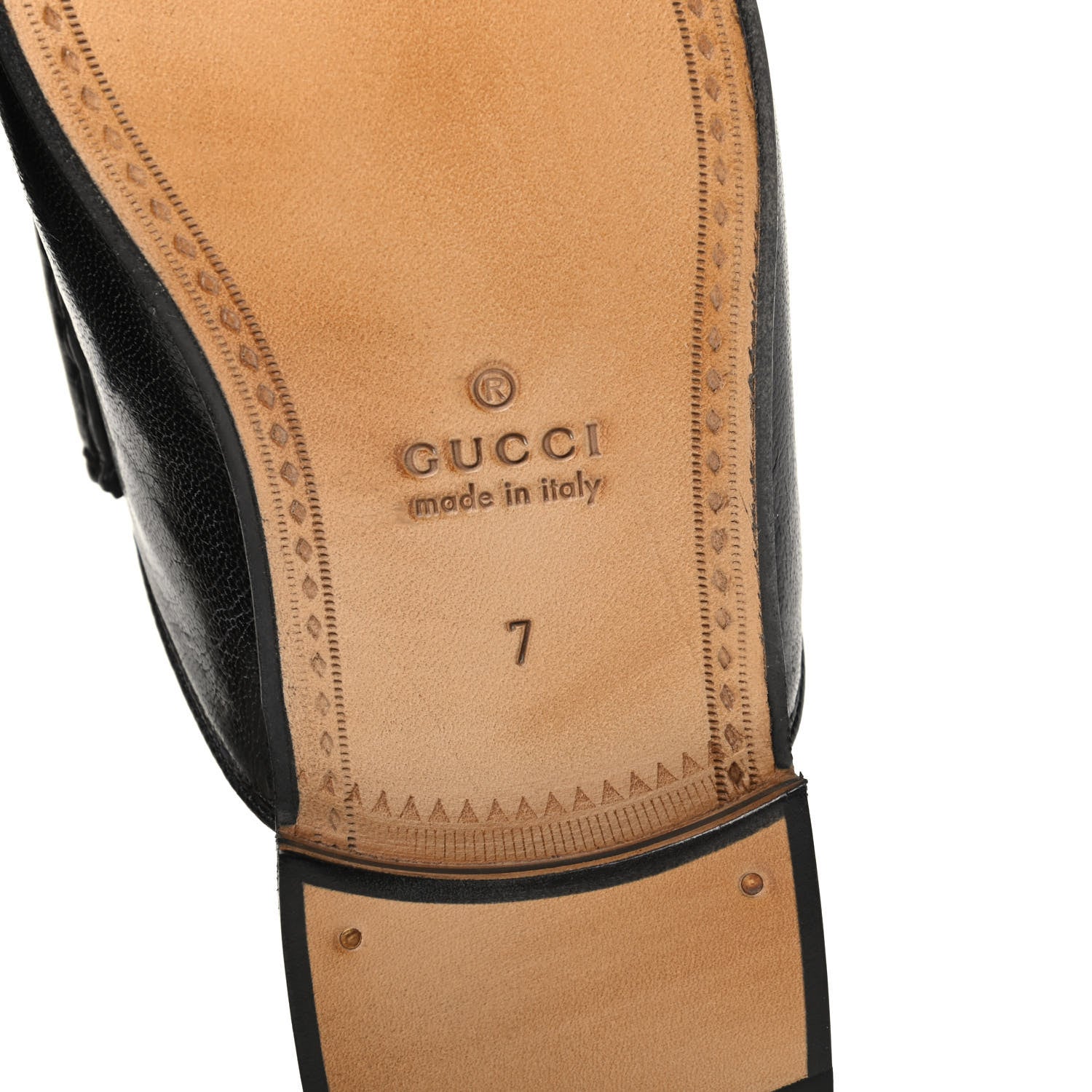 Gucci Goatskin Stripe Mens Horsebit Slingback Slippers 7 Black 9 of 11