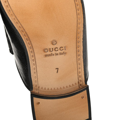 Gucci Goatskin Stripe Mens Horsebit Slingback Slippers 7 Black 9 of 11