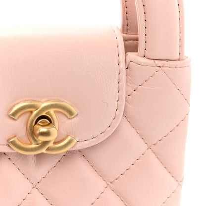 Chanel Shiny Aged Calfskin Quilted Mini Nano Kelly Shopper Light Pink 9 of 9