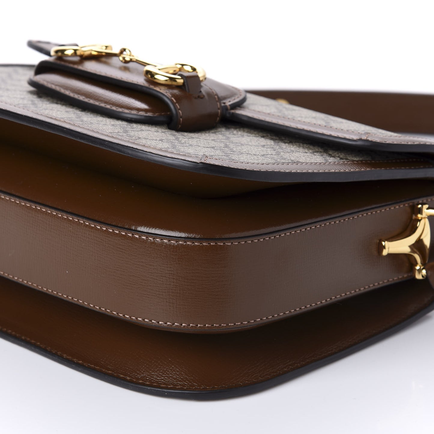 GG Supreme Monogram Horsebit 1955 Shoulder Bag Beige Brown Sugar