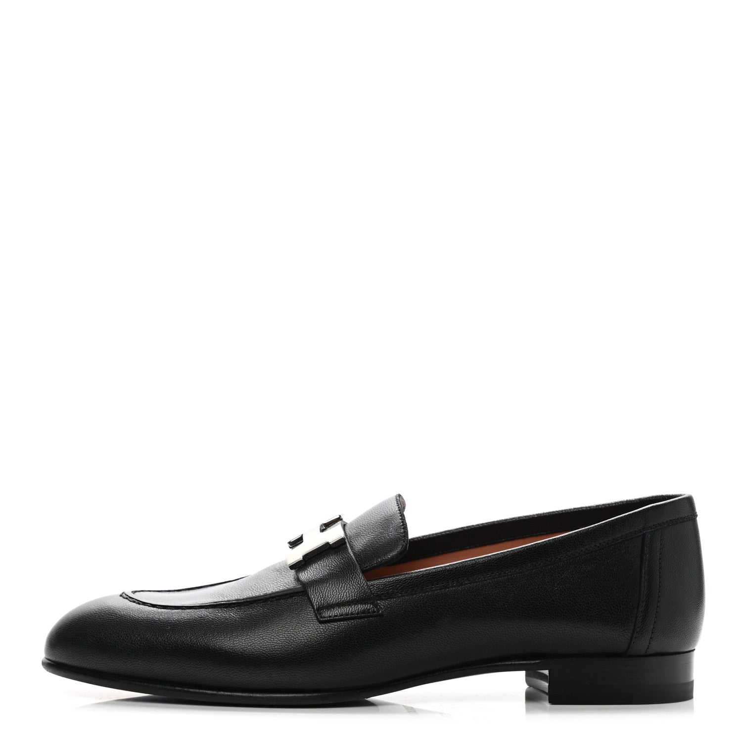 Hermes Goatskin Womens Paris Loafers 36.5 Black 1 of 9